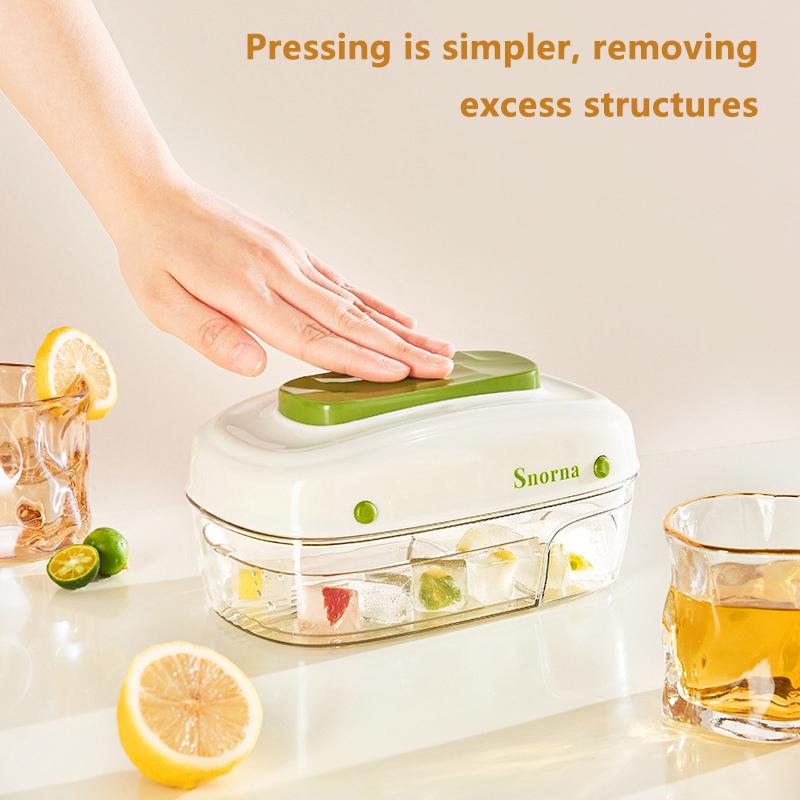 Ice Block Tray With Lid And Bin 32 Grids Freezer Ice Tray Press Type Mold Stackable Chilling Cube Making Molds Outdoor Tableware