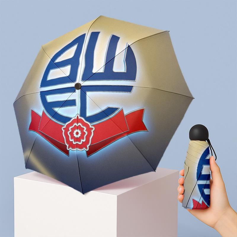 Bolton Wanderers FC Mini 5 Fold Pocket Umbrella Compact Lightweight Anti UV Rain Sun Protection Umbrella Portable Travel Umbrella