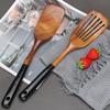 2Pcs/Set Acacia Wood Cooking Utensil Long Handle Spatula+Slotted Spatula Kitchen Tools (BPA Free, No FDA)