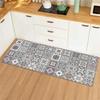 Blau Gelb Vintage Fliesen Collage Küche Langer Läufer Teppich Mittelmeer Stil Küche Rutschfest Leicht zu Reinigen Weiche Bodenmatte
