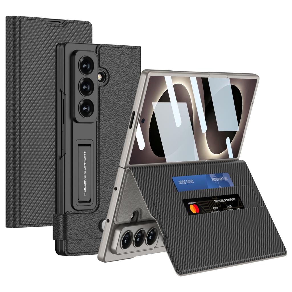 Leather Fold Stand Case for Samsung Galaxy Z Fold 8 Ultra Card Package Outer Sceen Glass Bracket Cover for Galaxy Z Fold7 Case