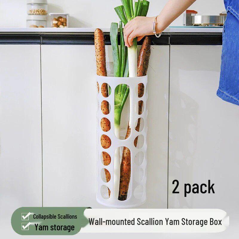 Large Capacity Transparent Kitchen Organizer for Scallions, Yams, Ginger, and Garlic