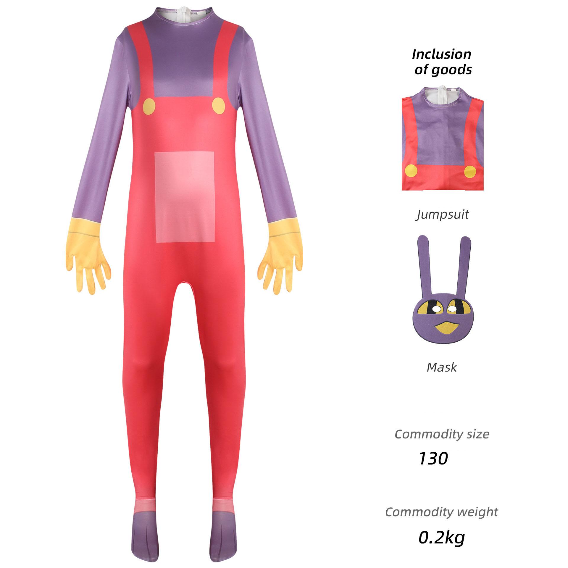Pomni cosplay kostuum anime verbluffend digitaal circus tekenfilm uniform hoed handschoenen meisjes jongens kinder kostuums Halloween feest 140&Other red
