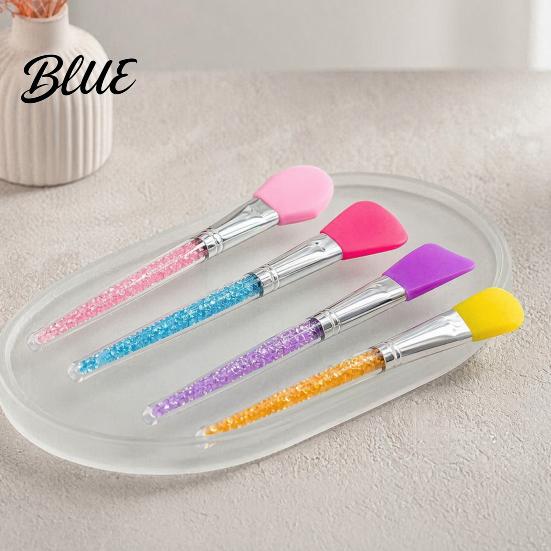 Silicone Face Mask Brush Applicator Brush Facial Mud with Non-Slip Rhinestone Handle Hairless Clay Tools