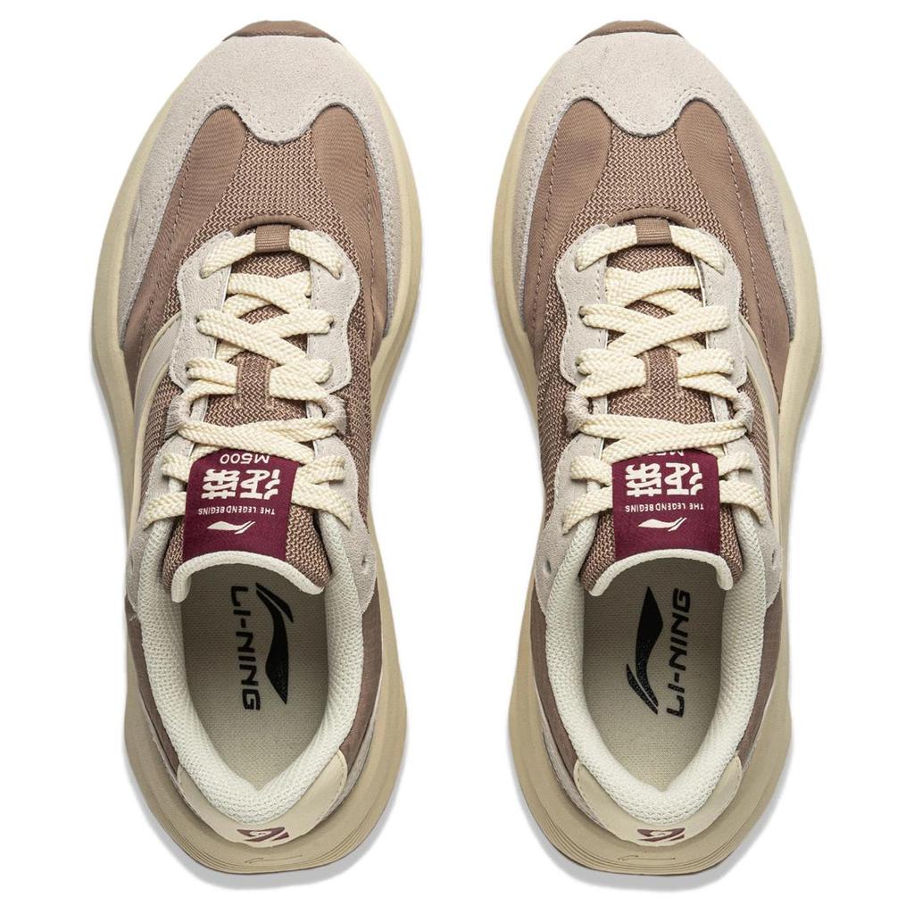 Li Ning Zheng Rong M500 Comfortable Versatile Wear Resistant Non Slip Low Top Casual Shoes Women sneaker Beige Brown AGCV056-1