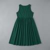 Women's Sleeveless V Neck A Line Dress with Waist Cinch Midi Length Casual Summer Dress
