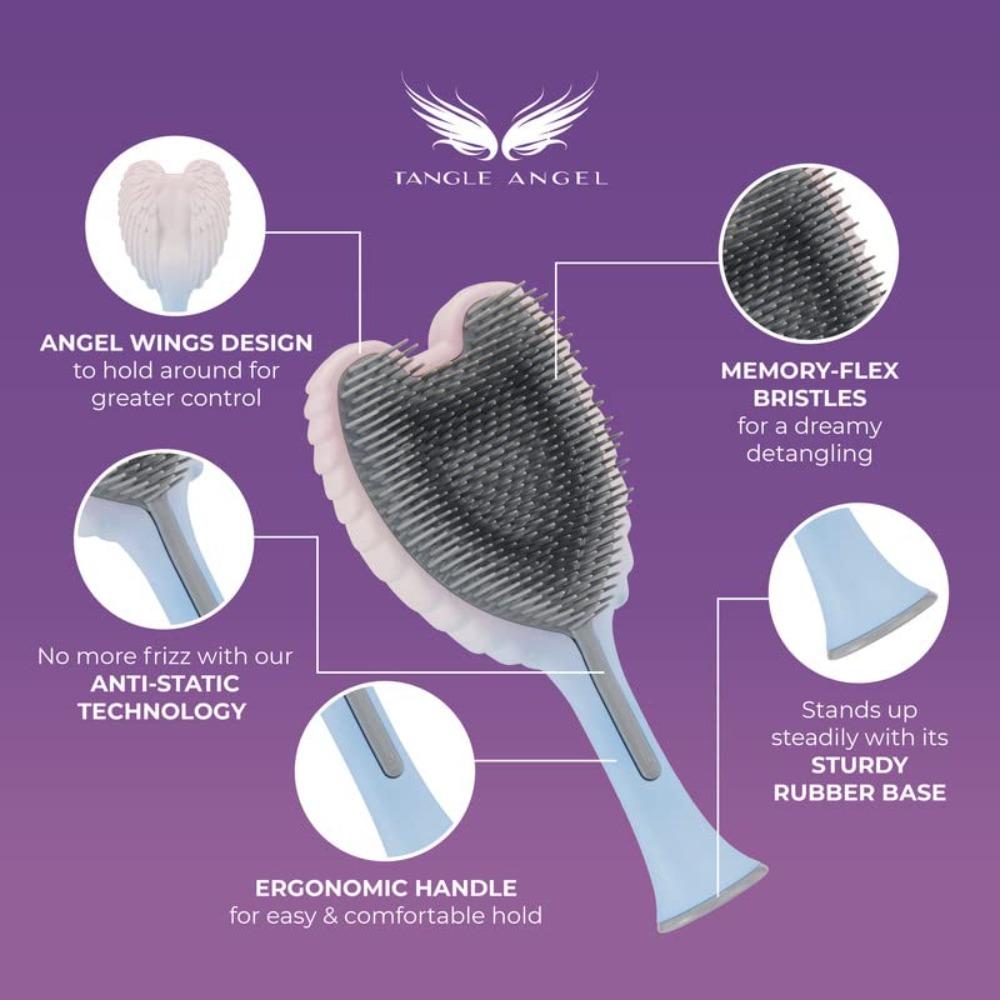 Tangle Angel Detangling Hair Brush - Anti Static Angel Wing Hair Brush with Soft & Flexible Bristle for Straight & Wavy Hair, Women Detangler Brushes