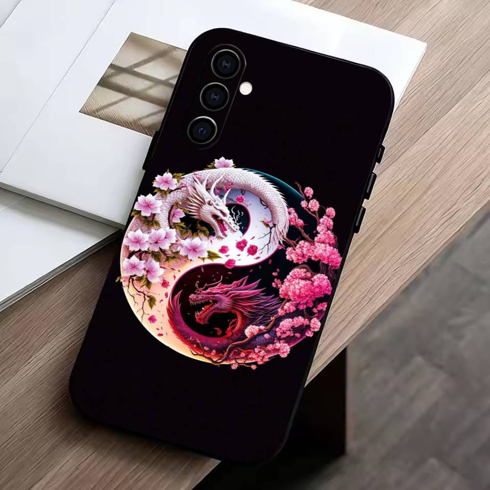 

Yin Yang D-Dragon Collection Phone Case Black Silicone Soft For Samsung Galaxy A73,A72,A71,A70,A53,A52,A51 Samsung a42 5g