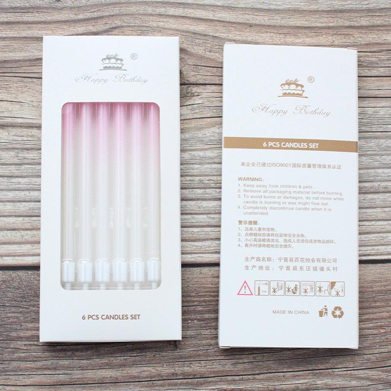 

Новая серия A8 Градиентно-розовая и зеленая прямая свеча-карандаш для вечеринки Градиентно-розовая платиновая свеча A8 gradual change pink white gold candle