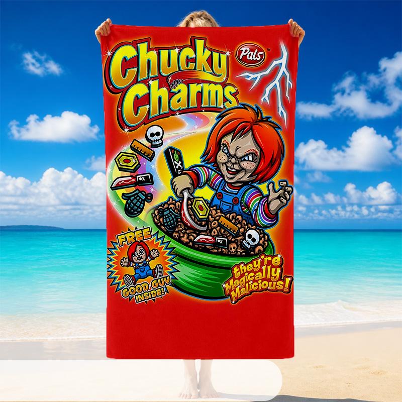 Quick Dry Beach Towel Chucky Pattern, Lightweight Absorbent Towel for Pool Beach Vacation Use