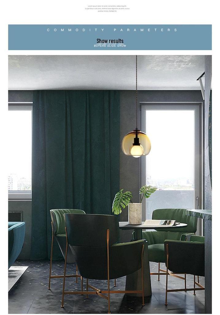 Nordic Modern Minimalist Bedside Pendant Light – Creative Single-Head Designer Glass for Bedroom/Dining Room.