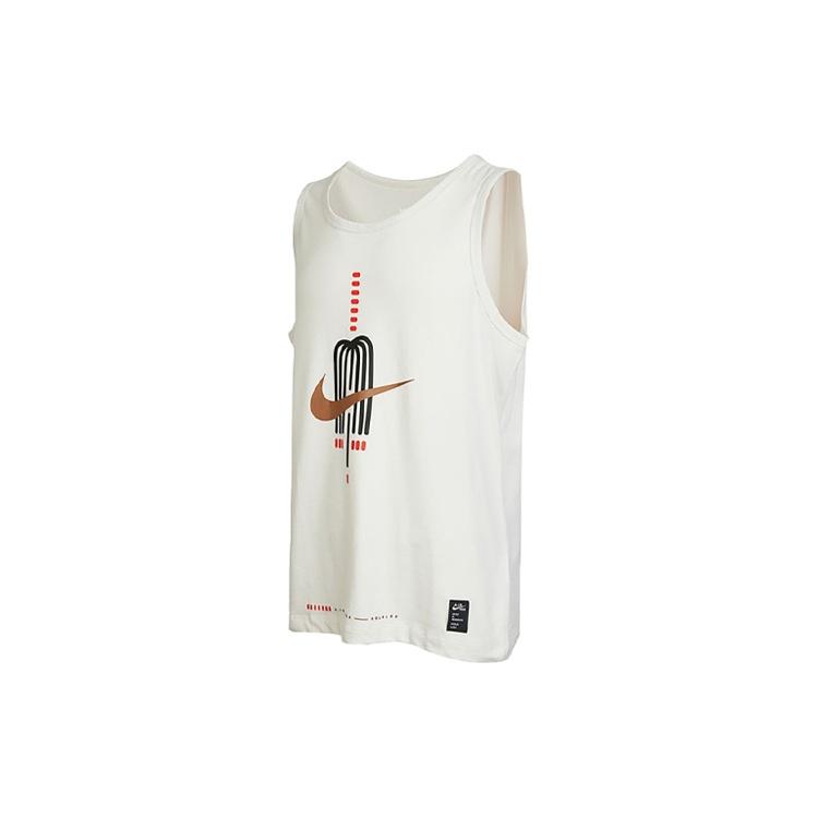 Men s Nike Logo Printing Round Neck Pullover White Vest DR7669-030 L