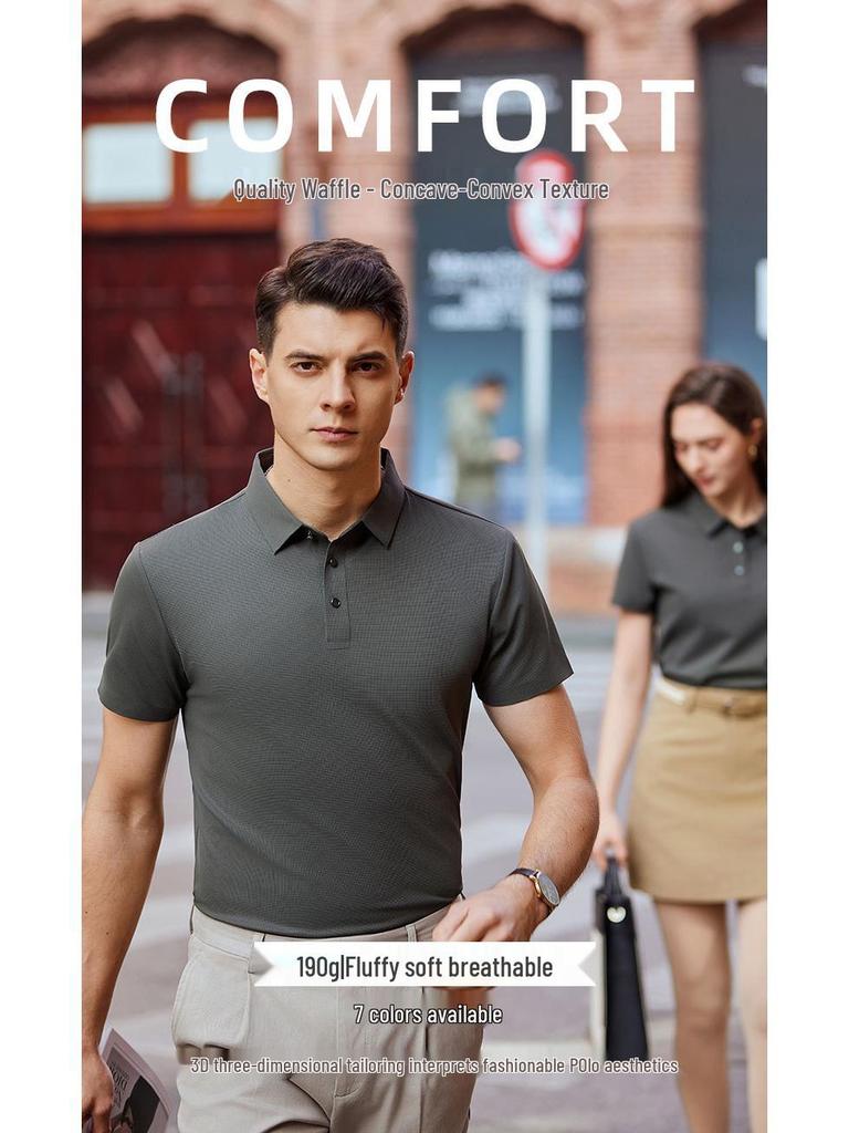 President Waffle IJszijde Poloshirt: Werkkleding met korte mouwen en omgeslagen kraag met aangepast logo