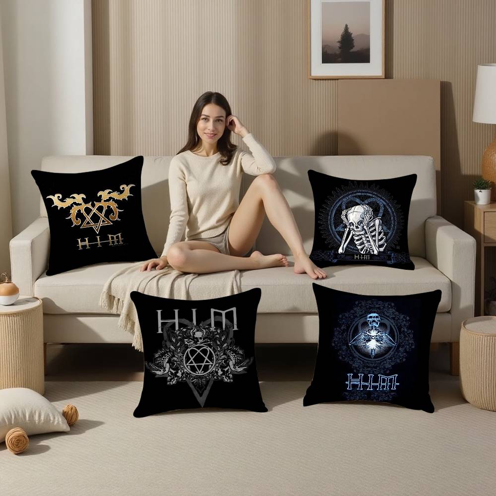 H-Him Ornate Heartagram Pillow Case Home Double-sided Printing Short Plush Colorfast Microfiber Cushion Cover