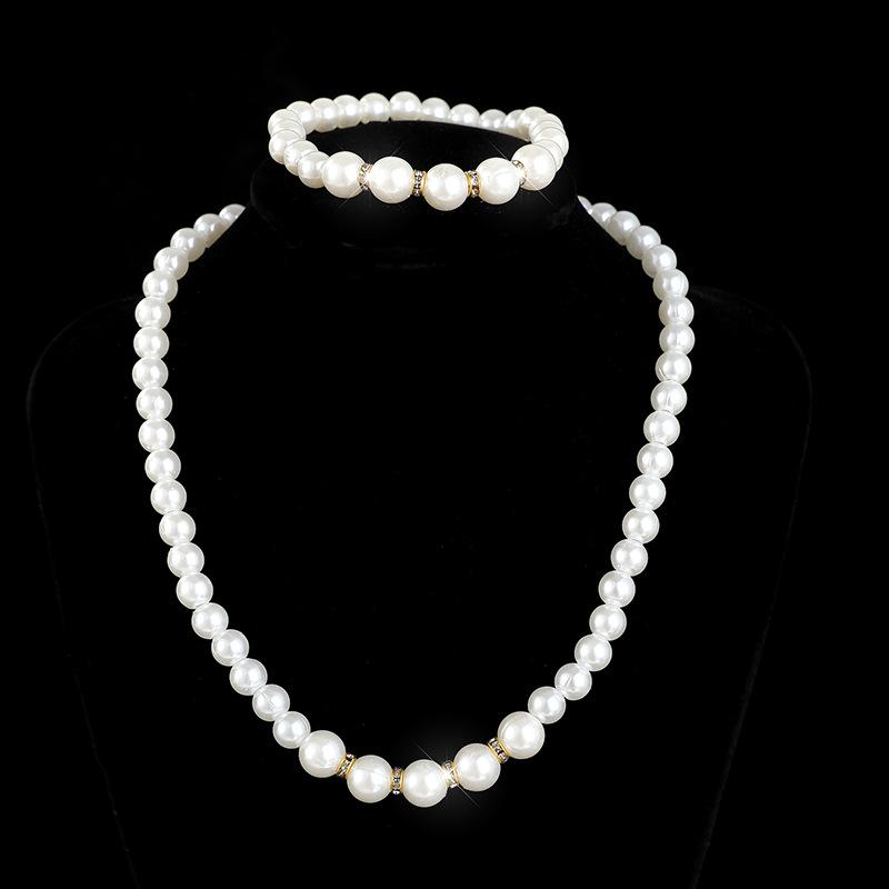 Accessories Bridal Sweater Necklace Kit Diamond Faux Pearl Necklace Earrings Bracelet Kit