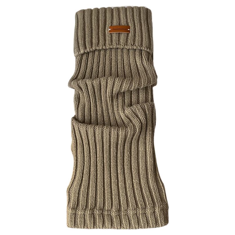Autumn Winter Leg Warmers Japanese Simple Loose Long Socks Female Knitted Warm Foot Cover White Black Y2K Stockings Leg Warmers
