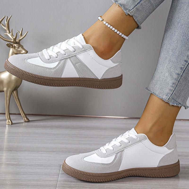 Fashion 2025 New Patchwork Flat Heel Sneaker Women Spring Autumn Soft Sole Casual Shoes Woman Lace Up Non Slip Tennis Running Shoes