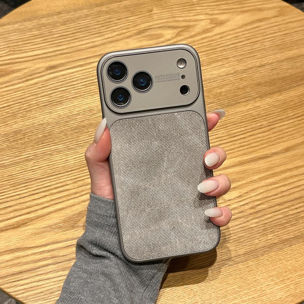 Fashion Vintage Cowboy Fabric Plating Lens Protect Case for iPhone 17 16 15 14 13 Pro Max Luxury Jeans Bumper Armor Phone Cover