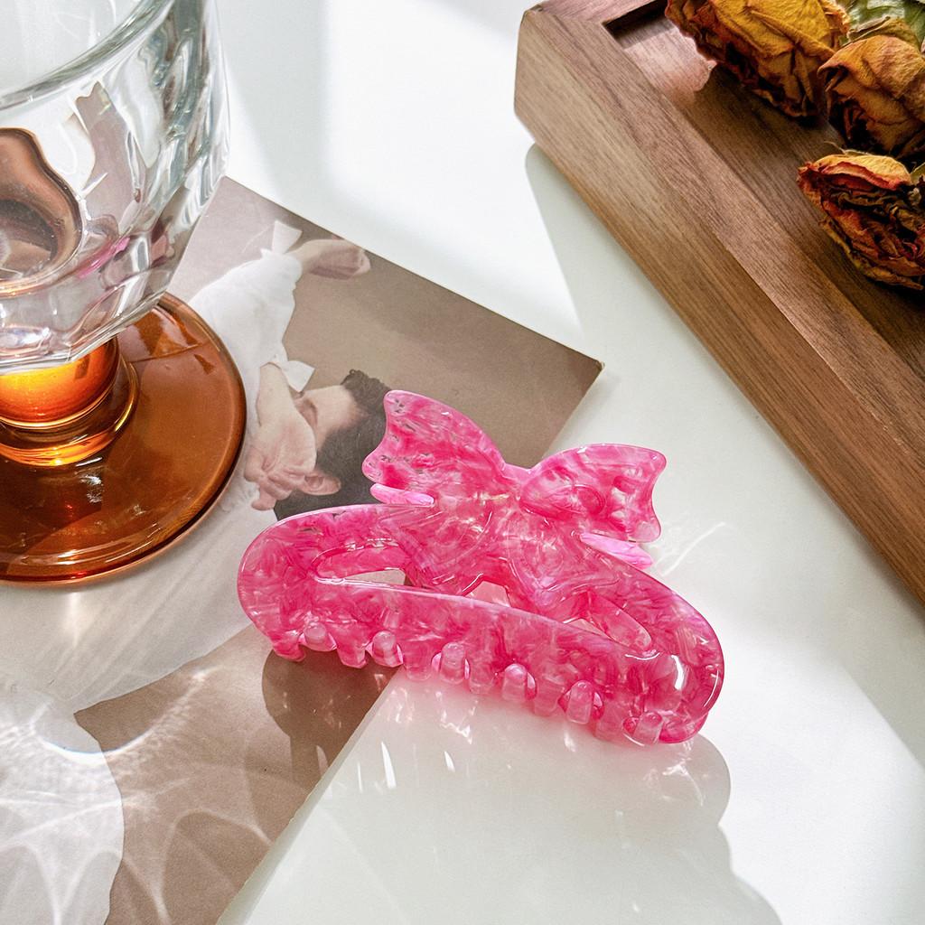 

Premium Quality Acetate Hair Claw Clip With Fashionable Bowknot Design For Women Rose Red