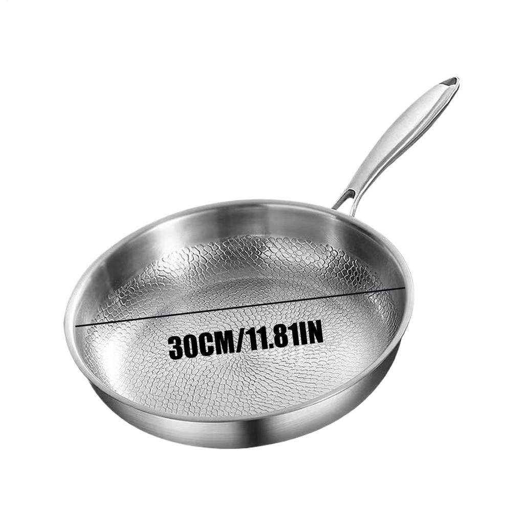 Cooking Pan No Coating Hammered Cookware Stainless Steel Saute Pan For Induction Searing Steak Sauteing Stove Home Kitchen