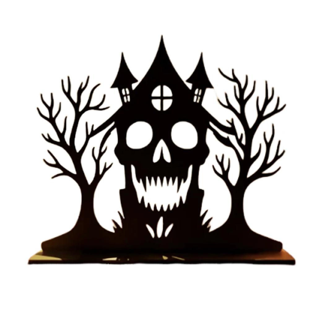 Halloween Candle Holder 2D Witch Pumpkin Cutout Tabletop Decoration for Party