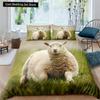 Funny Sheep King Queen Bedding Set Kids Farm Animal Duvet Cover White Little Lamb Comforter Cover 2/3pcs Polyester Quilt Cover
