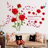 SK9195A Romantic Red Rose Bedroom Entrance Living Room Bathroom TV Background Decorative Wall Sticker