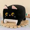 Square Cat Pillow Plush Toy Kawaii Black Cat Cushion Fluffy Soft Stuffed Animal Doll For Kids Home Decor Gift