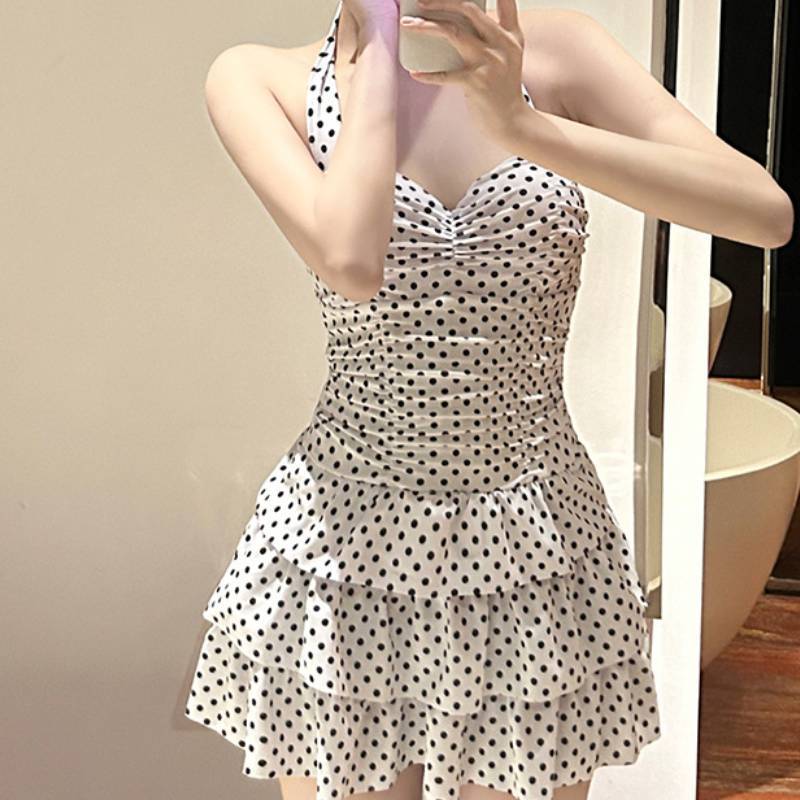 Classic Polka Dot Swimsuit For Women With Backless Design And Tummy Control For Swimming And Water Sports