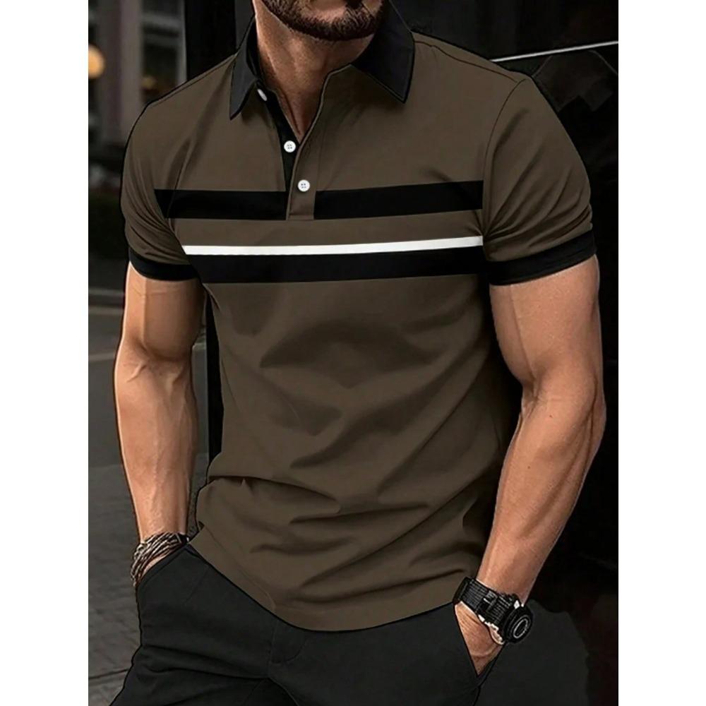 Men s Polo shirt button neck short sleeved shirt S