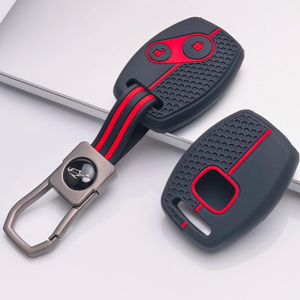 Key Fob Cover for Honda Accord Civic CR-V with Keychain Anti-Scratch Surface Shockproof Structure Soft Grip Texture Easy Install Design