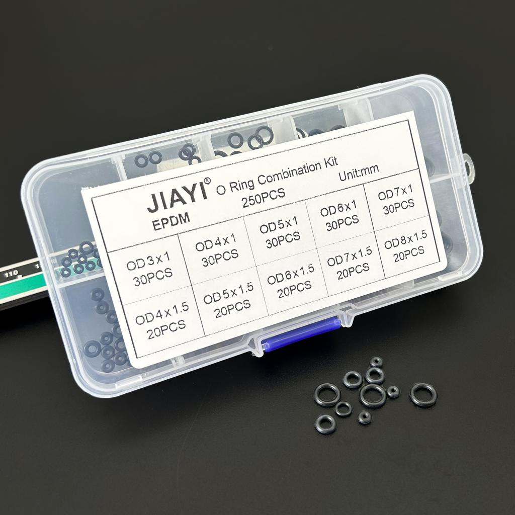 EPDM Rubber O-ring Combinaton Kit 1-box 250 Pcs Acid Alkali Corrosion Resistant Aging-resistant Black O-type Sealing Ring