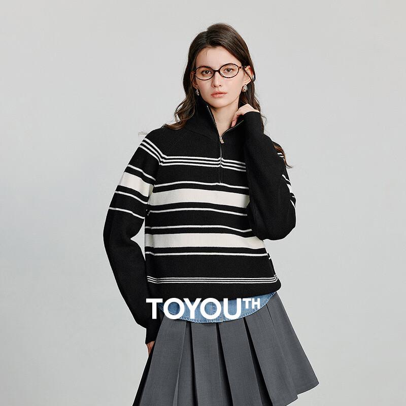 

Chuyu Women s Striped Half-Zip Knit Top L