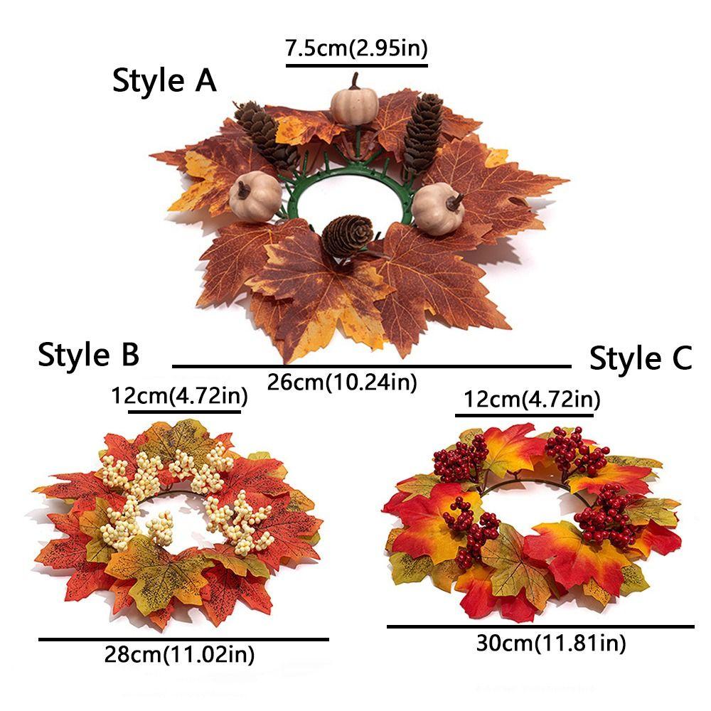 Simulation Artificial Maple Leaves Garland Pumpkins Fall Mini Wreath Fireplace Window