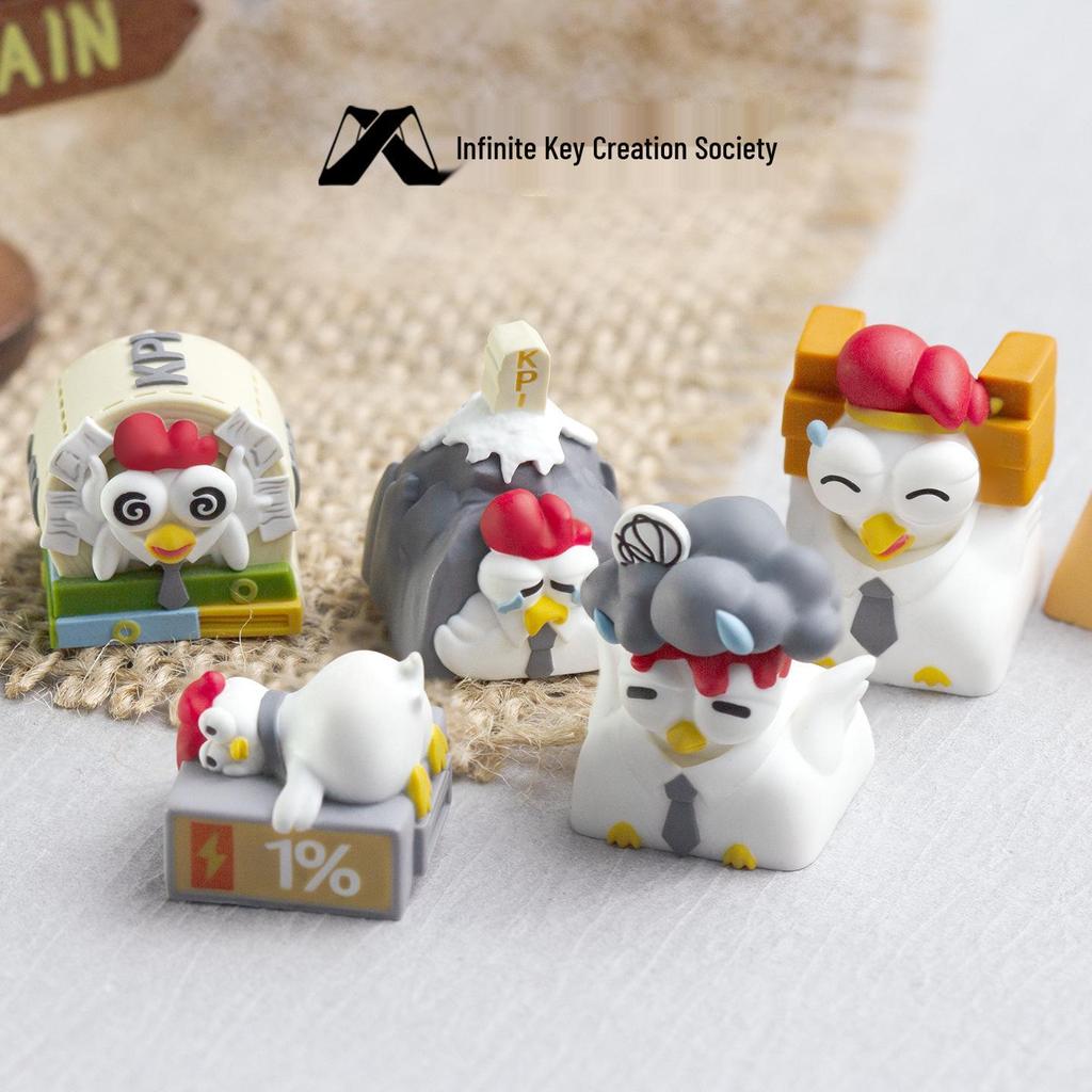 Arbeitende Hühner Serie: Personalisierte skurrile Harz-Tastenkappen – Niedliche mechanische Tastaturgeschenke