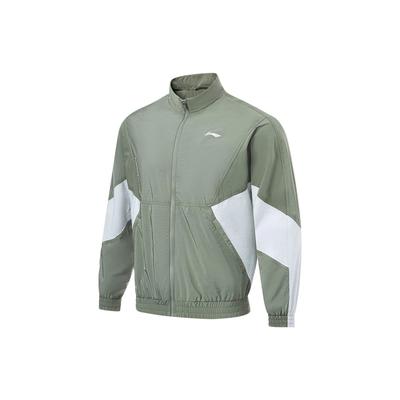 Li Ning Color Block Stehkragen Wasserabweisende Locker Geschnittene Sportjacke Herrenjacken Grau-Grün AFDT385-4