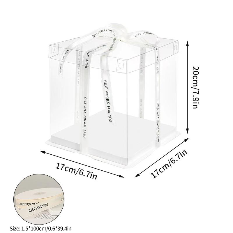 Gift Box with Ribbon Transparent Cake Gift Box Birthday Cake Packaging Supplies Clear Plastic Candy Box Mother's Day Gift