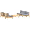7 Piece Garden Lounge Set with Grey Cushions Pine Wood