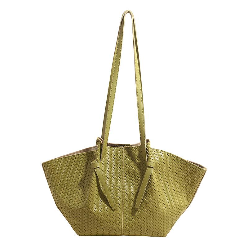 Woven Leather Tote Bag for Women Large Capacity Shoulder Handbag for Work and Shopping