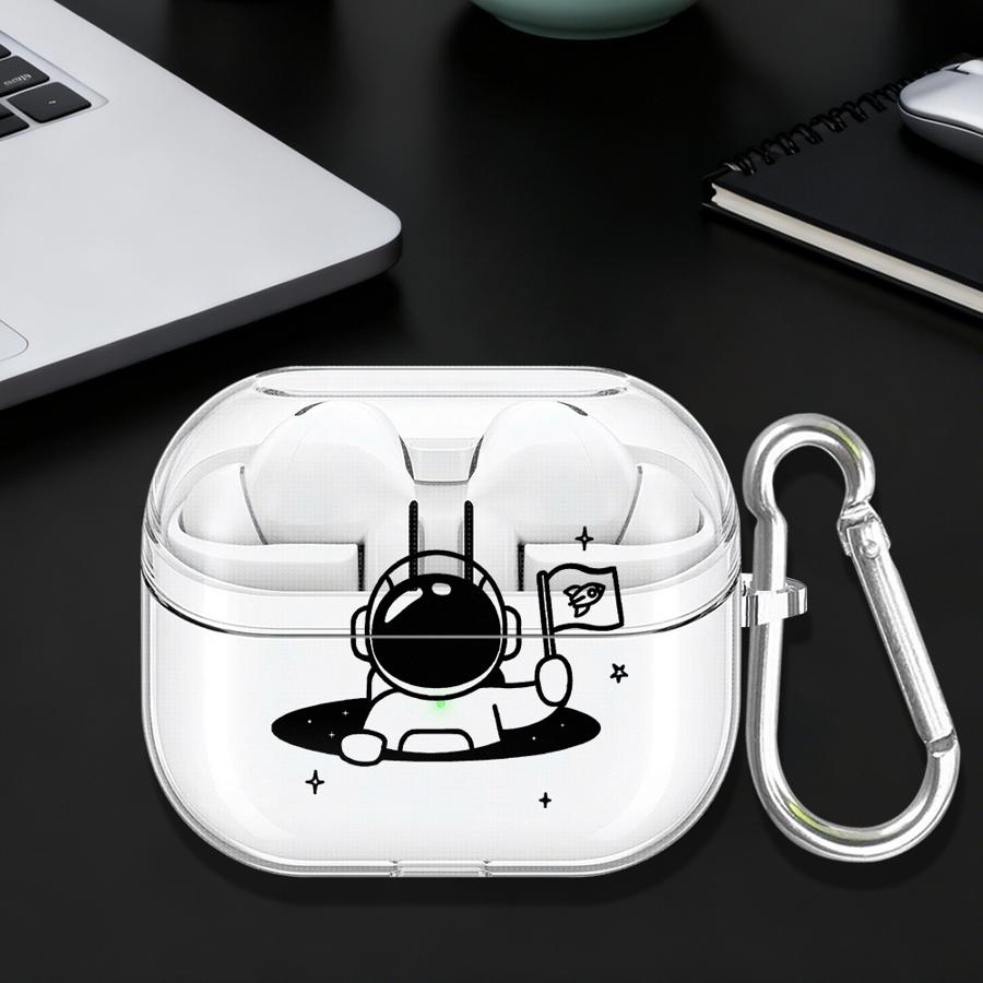 Space Moon Astronaut Clear Earphone Cases Cover With Hook Case For Samsung Galaxy Buds 3 FE 2Pro 4Pro 4 Pro 2 3Pro Live
