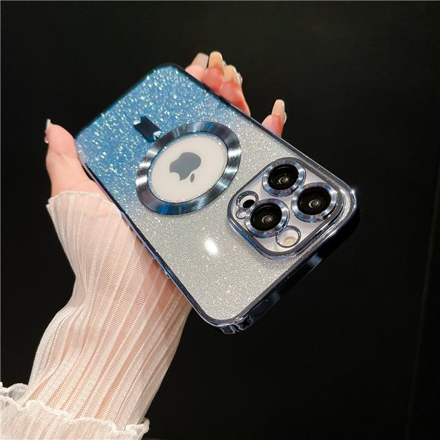 For iPhone 15 Pro Max Luxury Plating Frame Magsafe Magnetic Flash Phone Case For iPhone 11 12 13 14 16Plus Lens Protective Cover
