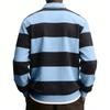 Men's Casual Fashionable Loose And Comfortable Striped Printed T,shirt With Lapel And Long Sleeved Top