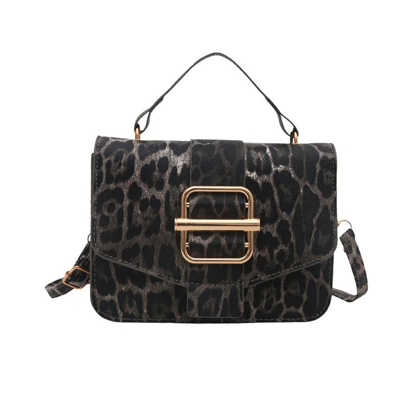 Chic And Versatile Small Square Leopard Print Tote Bag For Fashionable Women чёрный