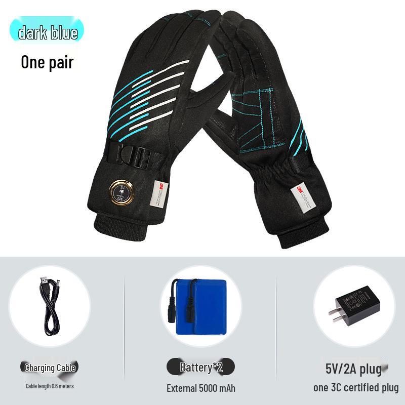 Electric Heated Charging Gloves for Cycling, Skiing, Motorcycle Riding - Men s & Women s Winter Cotton Gloves 2XL