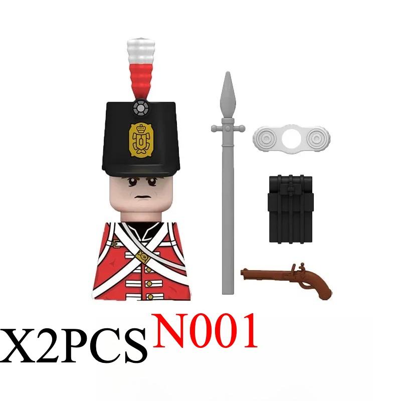 Medieval Napoleonic War Soldiers Figures Military MOC Building Block Knights British French Fusilier Rifles Weapon Kids Toy B08