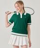 BILTMORE Women'S Summer Collar Contrast Pullover Short Sleeve Knit