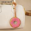 CRAZYSMITH Handmade Donut Bag Pendant Genuine Leather Bag Keychain For Handbags Interesting Stylish Leather Bag Accessories