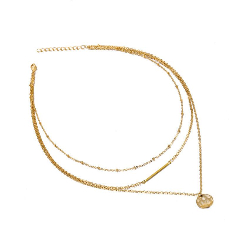 Trendy Gold Multi-layer Alloy Necklace With Geometric Design For Stylish Women Gifts