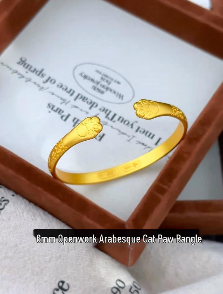 Женский открытый золотой браслет с дизайном «Мир и Радость», арабской вязью и лапкой кошки