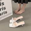Fashion Temperament Celebrity Style Wear Women's Versatile Cool Slippers Summer New Elegant Square Head High Heels